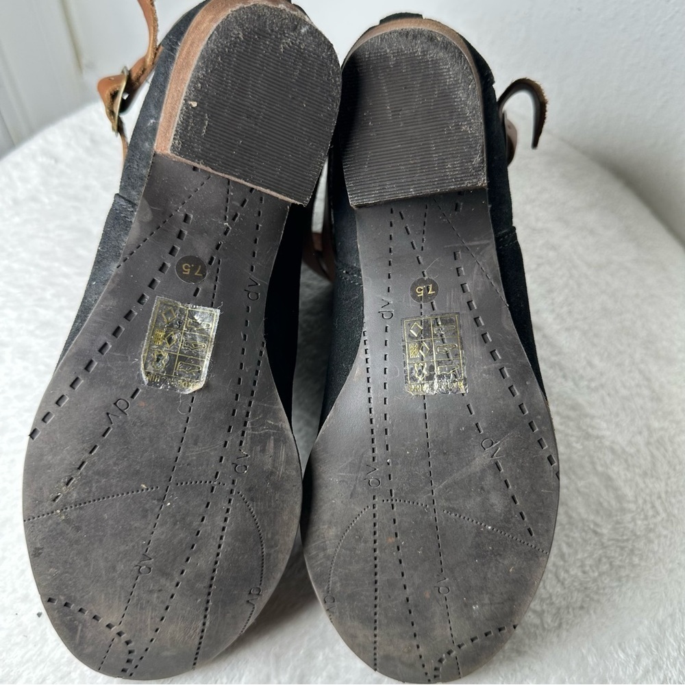 DV by Dolce Vita Black Brown Suede Ankle Boots Strappy Buckle Size 7.5 - Picture 9 of 12